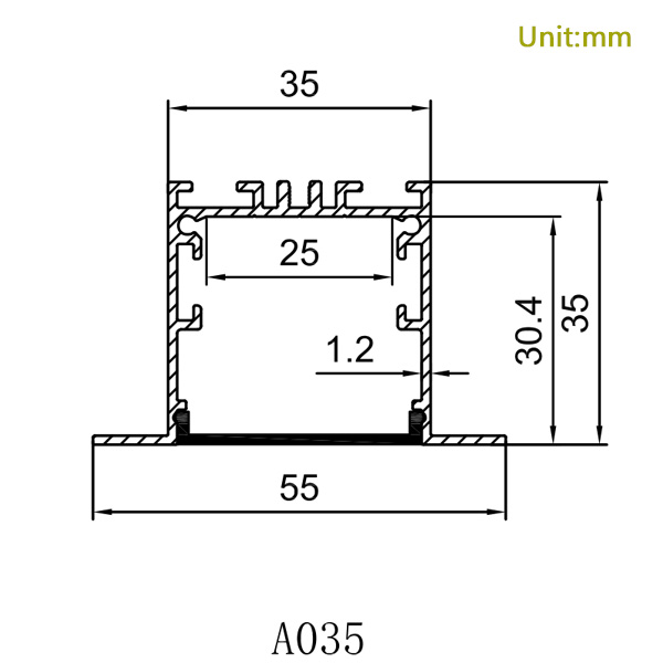 HL-A035 Aluminum Profile - Inner Width 25mm(0.98inch) - LED Strip Anodizing Extrusion Channel, For LED Strip Lights HL-A035 Aluminum Profile - Inner Width 25mm(0.98inch) - LED Strip Anodizing Extrusion Channel, For LED Strip Lights